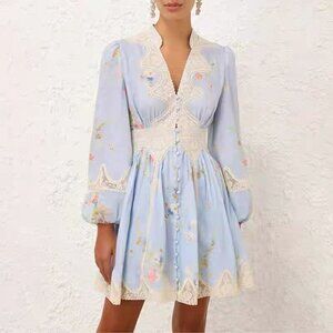 Zimmermann 2025 Spring/Summer Blue Floral Dress Size 0